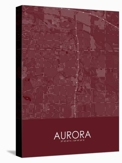 Aurora, United States of America Red Map-null-Stretched Canvas