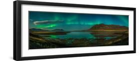 Auroras over Hraunsfjordur fjord, The lava fjord, Snaefellsnes peninsula, Iceland-null-Framed Photographic Print