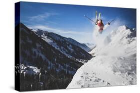 Austin Birrer Gets Loose At Alta, Utah With A Back Flip-Louis Arevalo-Stretched Canvas