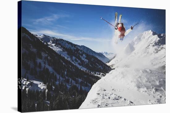 Austin Birrer Gets Loose At Alta, Utah With A Back Flip-Louis Arevalo-Stretched Canvas