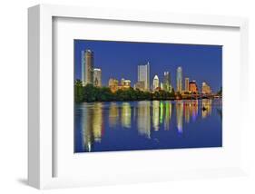 Austin Dawn Skyline Reflection-null-Framed Art Print