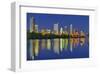 Austin Dawn Skyline Reflection-null-Framed Art Print