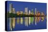 Austin Dawn Skyline Reflection-null-Stretched Canvas