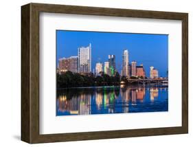 Austin Dusk Skyline Reflection-null-Framed Art Print