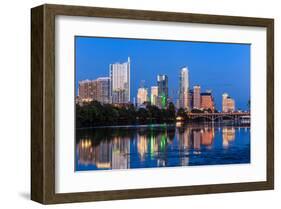 Austin Dusk Skyline Reflection-null-Framed Art Print