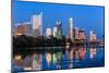 Austin Dusk Skyline Reflection-null-Mounted Art Print