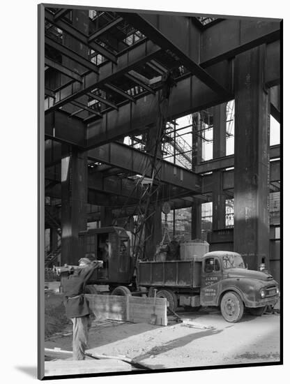 Austin Lorry on a Construction Site, Leeds, West Yorkshire, 1959-Michael Walters-Mounted Photographic Print