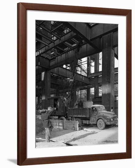 Austin Lorry on a Construction Site, Leeds, West Yorkshire, 1959-Michael Walters-Framed Photographic Print