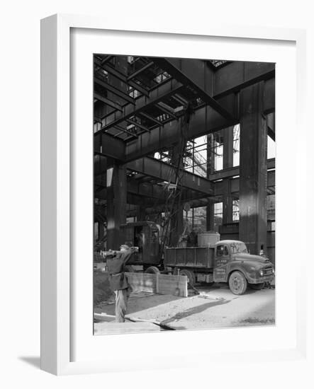 Austin Lorry on a Construction Site, Leeds, West Yorkshire, 1959-Michael Walters-Framed Photographic Print