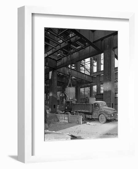 Austin Lorry on a Construction Site, Leeds, West Yorkshire, 1959-Michael Walters-Framed Photographic Print