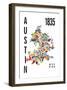 Austin Map Print-J Hill Design-Framed Giclee Print