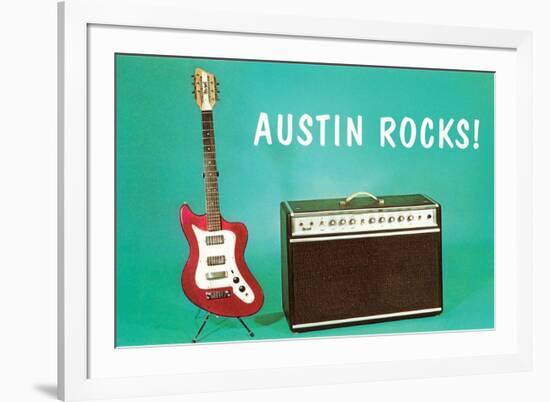 Austin Rocks Electric Guitar and Amp-null-Framed Art Print