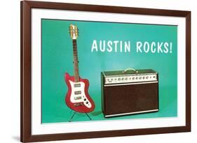 Austin Rocks Electric Guitar and Amp-null-Framed Art Print