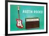 Austin Rocks Electric Guitar and Amp-null-Framed Art Print