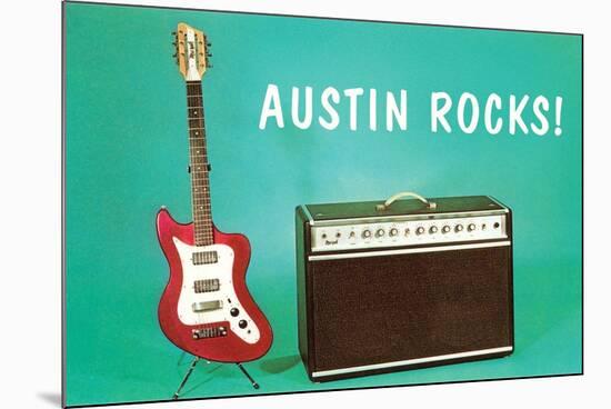 Austin Rocks Electric Guitar and Amp-null-Mounted Art Print