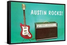 Austin Rocks Electric Guitar and Amp-null-Framed Stretched Canvas