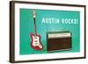 Austin Rocks Electric Guitar and Amp-null-Framed Art Print