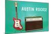 Austin Rocks Electric Guitar and Amp-null-Mounted Art Print