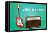 Austin Rocks Electric Guitar and Amp-null-Framed Stretched Canvas