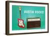 Austin Rocks Electric Guitar and Amp-null-Framed Art Print