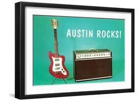 Austin Rocks Electric Guitar and Amp-null-Framed Art Print