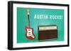 Austin Rocks Electric Guitar and Amp-null-Framed Art Print