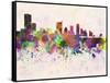 Austin Skyline in Watercolor Background-paulrommer-Framed Stretched Canvas