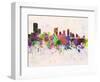 Austin Skyline in Watercolor Background-paulrommer-Framed Art Print