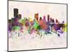 Austin Skyline in Watercolor Background-paulrommer-Mounted Art Print