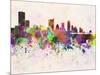 Austin Skyline in Watercolor Background-paulrommer-Mounted Art Print