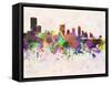 Austin Skyline in Watercolor Background-paulrommer-Framed Stretched Canvas