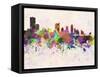 Austin Skyline in Watercolor Background-paulrommer-Framed Stretched Canvas