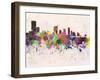 Austin Skyline in Watercolor Background-paulrommer-Framed Art Print