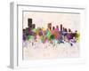 Austin Skyline in Watercolor Background-paulrommer-Framed Art Print