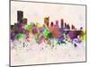 Austin Skyline in Watercolor Background-paulrommer-Mounted Art Print