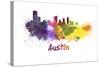 Austin Skyline in Watercolor-paulrommer-Stretched Canvas