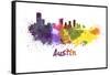 Austin Skyline in Watercolor-paulrommer-Framed Stretched Canvas