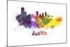 Austin Skyline in Watercolor-paulrommer-Mounted Art Print