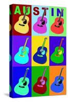 Austin, Texas - Acoustic Guitar Pop Art-Lantern Press-Stretched Canvas