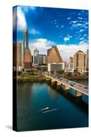 AUSTIN, TEXAS - Austin Cityscape Evening Skyline with skyscrapers down Congress Avenue Bridge ov...-null-Stretched Canvas