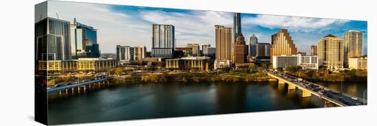 AUSTIN, TEXAS - Austin Cityscape Evening Skyline with skyscrapers down Congress Avenue Bridge ov...-null-Stretched Canvas