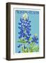 Austin, Texas - Bluebonnet - Letterpress-Lantern Press-Framed Art Print