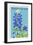 Austin, Texas - Bluebonnet - Letterpress-Lantern Press-Framed Art Print