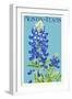 Austin, Texas - Bluebonnet - Letterpress-Lantern Press-Framed Art Print