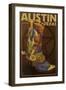 Austin, Texas - Boot and Star-Lantern Press-Framed Art Print