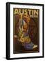 Austin, Texas - Boot and Star-Lantern Press-Framed Art Print