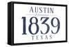 Austin, Texas - Established Date (Blue)-Lantern Press-Framed Stretched Canvas