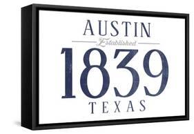 Austin, Texas - Established Date (Blue)-Lantern Press-Framed Stretched Canvas