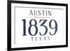 Austin, Texas - Established Date (Blue)-Lantern Press-Framed Premium Giclee Print