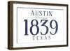 Austin, Texas - Established Date (Blue)-Lantern Press-Framed Art Print